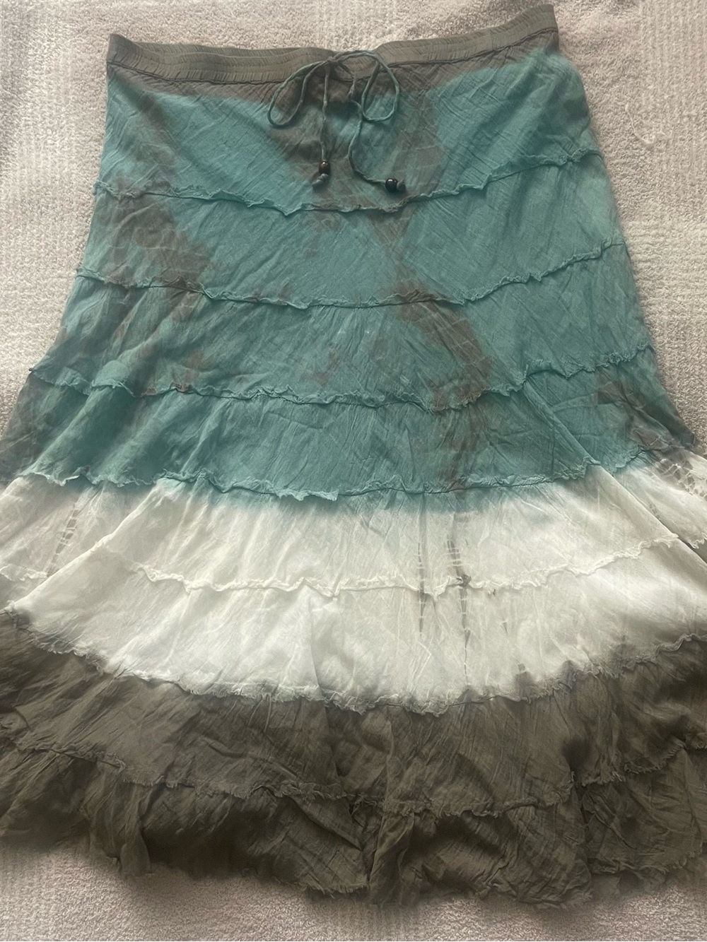 Metro Wear Teal, White & Gray Layered Maxi Skirt Fairy Grunge